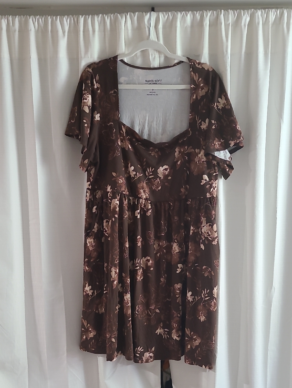 torrid Brown Floral Square-Neck Mini Dress